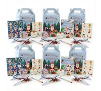 Lot de 6 jouets de Noël et d'activités - Planeur de Noël, boîte à friandises, mini autocollants, tatouages temporaires, crayon empileur, autocollant de nom, labyrinthe, livre d'activités - 8 pièces