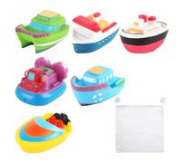 Lot de 6 Jouets Flottants pour le Bain - Bateau et Compagnon de Bain pour Enfants - Sac de Rangement Inclus