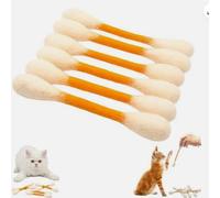 Lot de 6 jouets interactifs en peluche douce pour chat - Jouet de dentition robuste pour chats d'intérieur - Cadeau pour les amoureux des chats (orange)