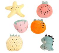 Lot de 6 jouets pour cage en forme de hérisson - Assortiment de friandises en peluche - Chinchilla, chaton, souris, lapin à mâcher pour l'intérieur, la maison, les voyages