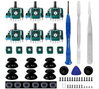 Lot de 6 joysticks de rechange pour manette PS5, HLRAO analogique 3D compatibles avec manette Playstation 5 DualSense avec kit de tournevis de réparation pour manette PS5.