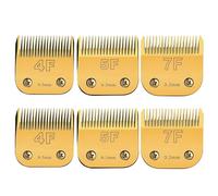 Lot de 6 lames détachables de toilettage pour chien - Taille 7FC/5FC/4FC - Compatible avec les tondeuses Andis, Oster A5, Wahl KM Series - Longueur de coupe de 3,2 mm à 9,5 mm - Doré
