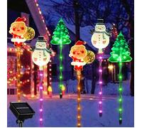 Lot de 6 lampadaires solaires d'extérieur à LED, étanches et alimentés à l'énergie solaire, avec 8 modes d'éclairage de couleur - C