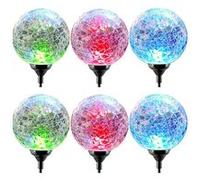 Lot de 6 lampe LED, boule solaire multicolore - Diamètre 8 x Hauteur 38 cm -JUANIO- Multicolore G