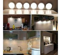 Lot de 6 lampes à économie d'énergie pour dessous de placard offrant un éclairage doux pour cuisine et placard, construit en plastique, longue durée de vie (blanc)