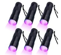 Lot de 6 lampes de poche UV : mini lampe UV à lumière noire avec 12 LED, lampe de poche à lumière noire, mini lampe UV lumière ultraviolette pour les faux billets de banque, urine de chiens et autres