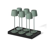 Lot de 6 lampes de table touch sans fil en aluminium OLIVE LED blanc dimmable H38 cm avec plateau de chargement