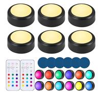 Lot de 6 lampes LED avec télécommande, 1000 mAh, rechargeables, sans fil, éclairage de vitrine magnétique, pour cuisine, placard, étagère, tactile, éclairage d'armoire