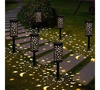 Lot de 6 lampes solaires de jardin, lampes solaires à LED en forme de lune, lampes solaires étanches, décoration pour paysage, allée, cour, pelouse, cadeau de vacances (blanc chaud)