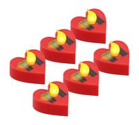 Lot de 6 lampes solaires d'extérieur style bougie avec motif d'amour pour terrasses, balcons, villas et campings avec puissance de 0,02 W et fonction de charge de lumière du jour (rouge)
