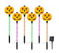 Lot de 6 lampes solaires en forme de citrouille - Décorations d'extérieur d'Halloween avec LED à changement de couleur, lanternes étanches et solaires pour cour, jardin et terrasse (style B)