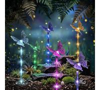 Lot de 6 lampes solaires en forme de papillon - 6 modes de changement de couleur - 8 modes d'éclairage d'extérieur - IP66 - Automatique - Matériau ABS - Pour jardins, terrasses, allées