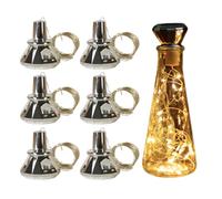 Lot de 6 lampes solaires en liège pour bouteilles de vin, décorations de mariage étanches pour table, fête, Noël, jardin, allée