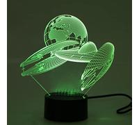 Lot de 6 lampes tactiles 3D Illusion en acrylique alimentées par USB 7 couleurs changeantes pour vaisseau spatial Terre