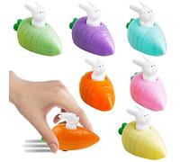 Lot de 6 lapins remontables avec carotte, cadeaux de Pâques, mouvement de lapin, jouet de voiture, jouet de voiture, jouet à remonter, jouet à remonter, cadeau pour enfants, garçons et filles