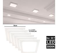 Lot de 6 LED ALU lumières panneau spots salon bureau éclairage plafonniers ultra slim blanc