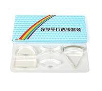 Lot de 6 lentilles d'optique en acrylique pour l'enseignement de la physique triangulaire, demi-cercle rectangulaire, concave biconvexe, optique géométrique, outil éducatif