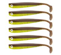 Lot de 6 leurres de pêche Zanderbait - 12 cm - Kiwi - Leurres de pêche artificiels - Leurres de Sandre - Softbait - Poisson en Caoutchouc