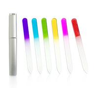 Lot de 6 limes à ongles en verre avec étui - Lime à ongles en cristal professionnelle double face - Outil de manucure pour ongles naturels