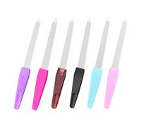 Lot de 6 limes à ongles professionnelles en acier inoxydable pour ongles naturels, limes à ongles en métal avec pointe pointue de précision et poignée antidérapante, lime à ongles grain saphir pour