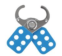 Lot de 6 loquets de sécurité, loquet de verrouillage à six trous, loquet de cadenas en acier inoxydable avec mâchoire étendue pour l'industrie domestique, bleu