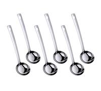 Lot de 6 louches à soupe argentées en acier inoxydable plaqué titane avec long manche ergonomique pour casserole chaude (30 cm)