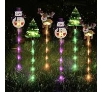 Lot de 6 lumières de Noël mobiles à DEL, étanches, décorations d'extérieur à énergie solaire et à piles, bonhomme de neige, renne, pour cour, porches (A, alimentées par piles)