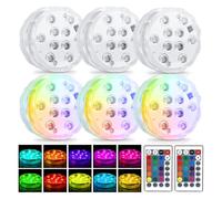 Lot de 6 lumières LED avec télécommande, lumière LED submersible, télécommande multicolore RVB, éclairage sous-marin, pour piscine, vase, spa, aquarium, étang, jacuzzi, décoration de fête