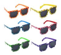 Lot de 6 Lunettes de Soleil Pixel Amusantes - Lunettes Thug Life Mosaïque pour Adultes et Enfants,Lunettes de Fête Drôles pour Voyages,Fêtes à Thème,Concerts,Cadeaux d'Anniversaire,Fêtes et Festivals