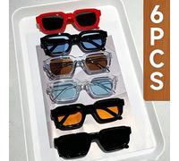 Lot de 6 Lunettes de Soleil Vintage Rectangulaires pour Femme, Style Rétro Tendance, Design de Marque de Luxe, Lunettes de Vue pour Homme