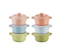 Set 6 mini cocottes en céramique 10 cm Staub couleurs macaron