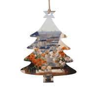 Lot de 6 magnifiques pylônes en bois en forme de sapin de Noël pour accrocher sur les murs, portes et fenêtres