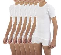 Lot de 6 maillots thermiques garçon L116, manches courtes et col rond. Pack de 6 unités de même taille et couleur. - Blanc - 4 ans