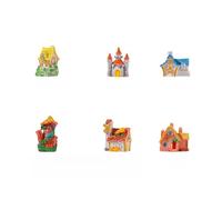 Lot de 6 maisons miniatures pour jardin féerique - Figurines décoratives en résine avec château, moulin à vent, maison d'arbre et maison de conte de fées - Accessoires pour paysage miniature et