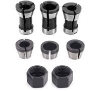 Lot de 6 mandrins de serrage en acier de haute précision pour défonceuse-6 mm,6,35 mm,8 mm + 2 écrous