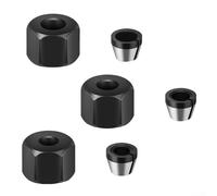 Lot de 6 mandrins de serrage en métal pour tables de toupie et machines à graver - Compatible avec les fraises de toupie 1/4", 6 mm et 8 mm - Écrous de montage inclus