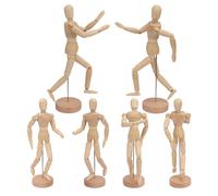 Lot de 6 mannequins de dessin articulés de 20,3 cm avec base, mannequins d'artistes en bois flexible pour croquis, dessin et peinture, décoration d'intérieur GNIEMCKIN
