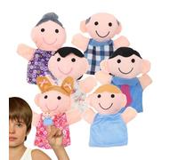 Lot de 6 marionnettes à main en peluche pour animaux de la ferme - Chaussettes de membres de la famille de dessin animé - Accessoires de théâtre - Jouet de rôle pour la narration, l'apprentissage