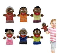 Lot de 6 marionnettes pour famille multiculturelle - Marionnettes noires pour famille pour jeux parent-fils - Lot de 6 marionnettes éducatives pour couvertures, parfaites pour raconter des histoires