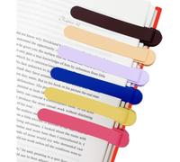 Lot de 6 marque-pages automatiques en silicone pour la lecture - Marqueurs de livres mignons et uniques - Marque-pages intelligents (1 violet + 1 beige + 1 marron + 1 bleu + 1 rouge + 1 jaune)