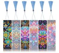Lot de 6 marque-pages de peinture diamant 5D DIY Mandala Diamond Painting, kit de broderie par numéros pour étudiant, remise de diplôme, cadeau d'anniversaire et marquage de page