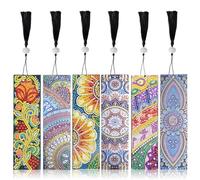 Lot de 6 marque-pages de peinture diamant - Peinture par numéros - Kit 5D - DIY Mandala Diamond Painting - Marque-page pour étudiant, remise de diplôme, anniversaire, cadeau - Marquage de page (clair)