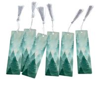 Lot de 6 marque-pages Forêt dans la brume, marque-page avec pompons pour femmes, enfants, étudiants, enseignants et lecture