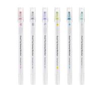 Lot de 6 marqueurs à double extrémité avec tampon et pointe fine pour scrapbooking, journal, planificateur, calendrier, fabrication de cartes, aquarelle