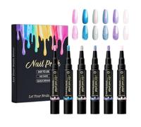 Lot de 6 marqueurs à ongles à séchage brillants nacrés | Stylos à ongles pour hommes, adolescents, débutants, manucure, salon, maison, femmes, femmes et mamans