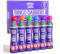 Lot de 6 marqueurs de bingo pour livres de jeu, billets, feuilles et cartes - Stylos de bingo Jumbo à pointe éponge avec encre vive - Bouchon à vis, marqueurs à pois anti-fuite - Daubers durables pour