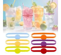 Lot de 6 marqueurs de boisson réutilisables avec bande de silicone | Étiquettes de boisson extensibles, s'adaptent à la plupart des tasses/verres/bouteilles, code couleur pour éviter les