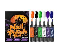 Lot de 6 marqueurs de vernis à ongles gel à séchage rapide | Outils de décoration d'ongles d'Halloween - Marqueurs de couleur lisses pour la pratique du salon à domicile