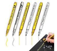 Lot de 6 marqueurs métalliques dorés et argentés pour peinture acrylique - Pointe épaisse et fine pour travaux manuels, scrapbooking, peinture sur roche