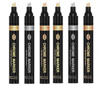 Lot de 6 marqueurs miroir liquide chromés, 3 couleurs, marqueurs chromés liquides, double extrémité, stylo métallique, réfléchissant, marqueur permanent, large champ d'application de 2 à 3 mm